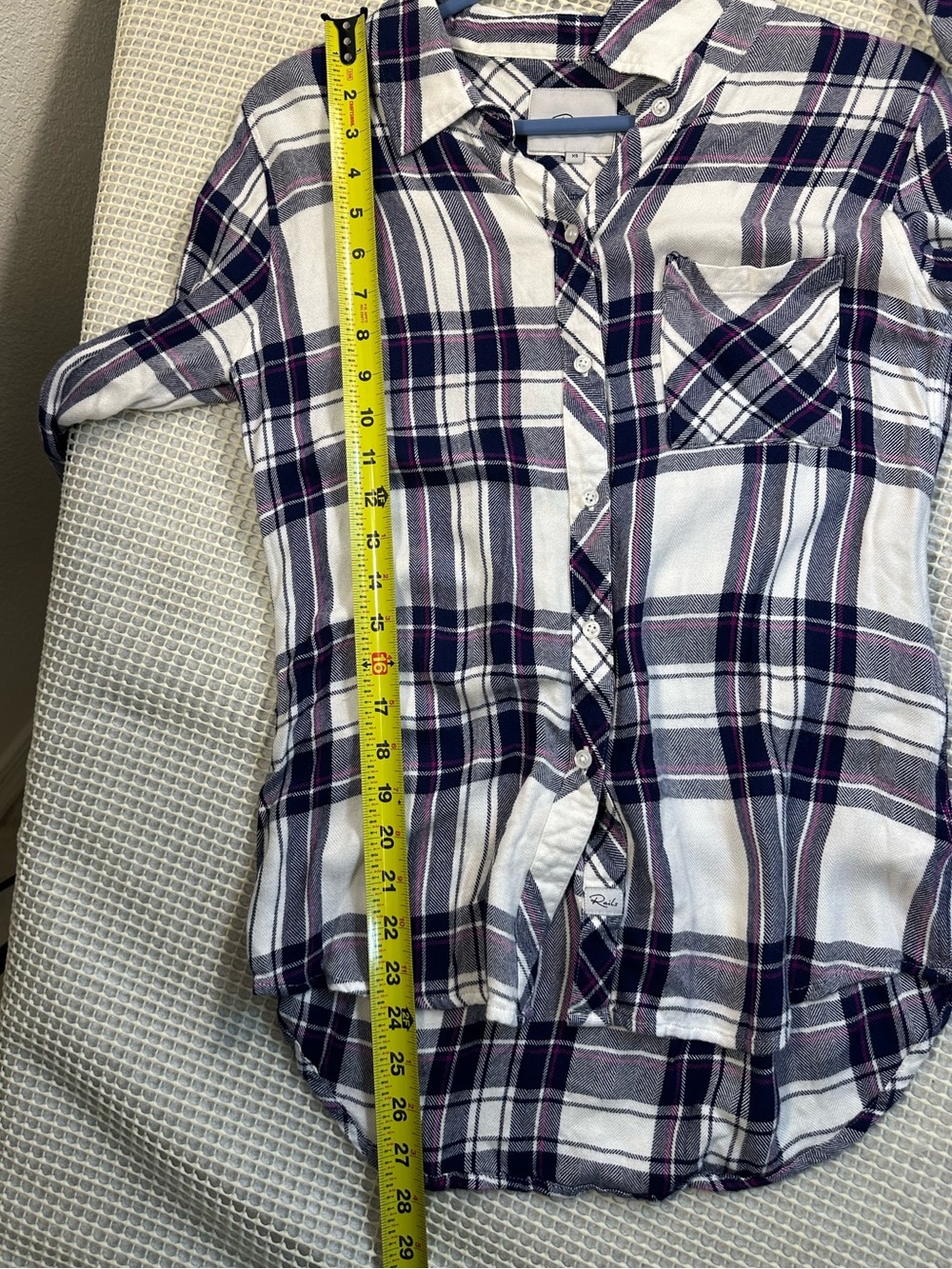 Rails Hunter Plaid Flannel Shirt White Navy Orchid XS - Picture 6 of 8